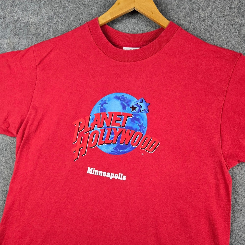 Planet Hollywood T Shirt Mens Large Red Minneapolis Graphic Tee Vintage 90s USA